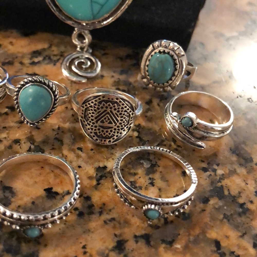 LAST 1🌟8pc Bohemian Ring Set all sz’s, Ring Set🌝 - Picture 6 of 7